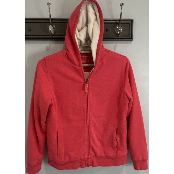 L.L. Bean Tops - LL Bean Womens Sherpa Lined Hoodie Bright Pink Full Zip Size M